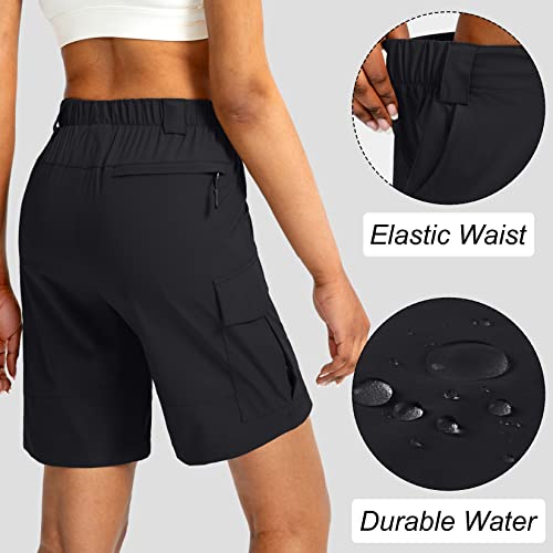 Viodia Women's 7" Hiking Cargo Shorts with Pockets Quick Dry Lightweight Shorts for Women Golf Casual Summer Shorts Black - Image 3
