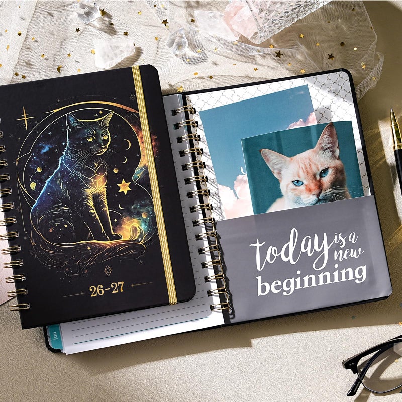 Planrage Planner 2026-2027 - Academic Planner 2026-2027, 26-27 Planners Weekly and Monthly with Tabs, Jul. 2026 - Jun. 2027, Calendar Monthly Planners, 8.4" x 6.3", Back Pocket + Thick Paper + Twin-Wire Binding - Cat Planner - Image 2