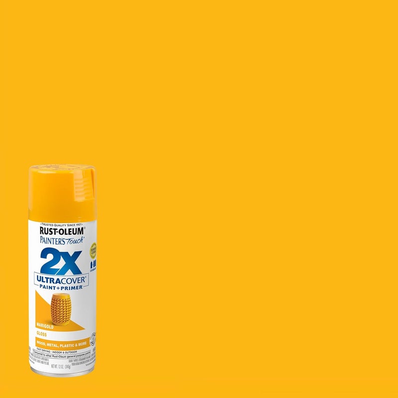 RUST-OLEUM 249862 Painter's Touch 2X Ultra Cover Spray Paint, 12 Oz, Gloss Marigold - Image 1