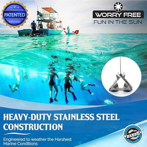 WavesRx 7lb TriAnchor - Stainless Steel Folding Anchor for PWC, Jet Ski & Skiff Boat Anchoring I Ingenious Patent Pending Design Sets Faster & Holds Better Than Grapnel, Fluke, Mushroom or Cube Anchor - Image 5