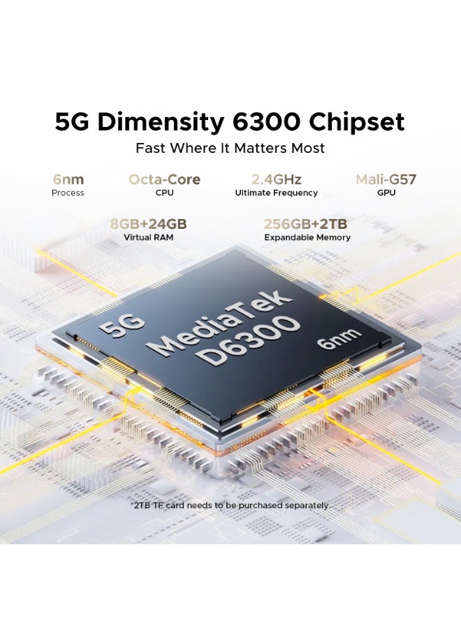 DOOGEE Fire 7 Ultra Rugged Smartphone Unlocked 5G, Rugged Phone 13000mAh Battery/33W Fast Charge, 8GB+256GB(2TB TF), 6.6” HD+ 90Hz Display, IP68/IP69K Waterproof Phone, 125dB Speaker, NFC, Dual SIM - Image 5