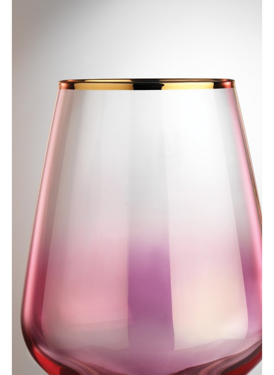 Royal Home - Roya Home Bolero Pink Cut Hand Decoration Gilded 6 Piece Patterned Water Glass Set - Image 1