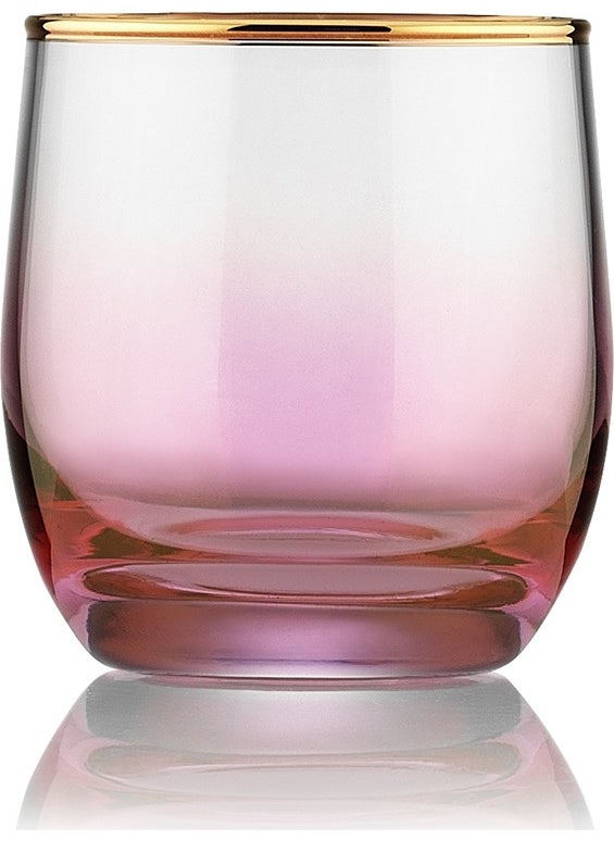 Royal Home - Roya Home Bolero Pink Cut Hand Decoration Gilded 6 Piece Patterned Water Glass Set - Image 1