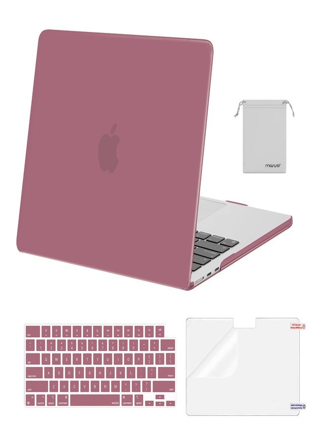 موسيسو جراب MOSISO متوافق مع MacBook Air مقاس 13 بوصة، موديلات M5 2026، M4 2025، M3، M2 2024-2022، A3449، A3240، A3113، A2681، يتضمن غطاءً صلبًا، وغطاءً للوحة المفاتيح، وواقيًا للشاشة، وحقيبةً لجهاز MacBook Air مقاس 13.6 بوصة، لون وردي باهت. - Image 1