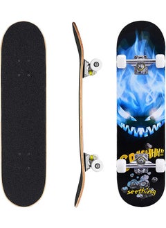 Arabest Skateboard Full Standard Skateboard 7-layer Canadian Maple Double Kick Concave Durable and Stable Suitable for Kids Teens Adults Youth Beginners Professional 79cm*20cm  - Image 1