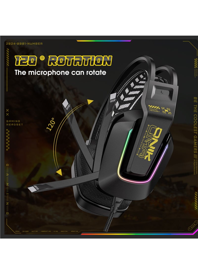 onikuma Wired Gaming Headset LED Lights Smart Control Noise-cancelling Music Headsets  - Image 4