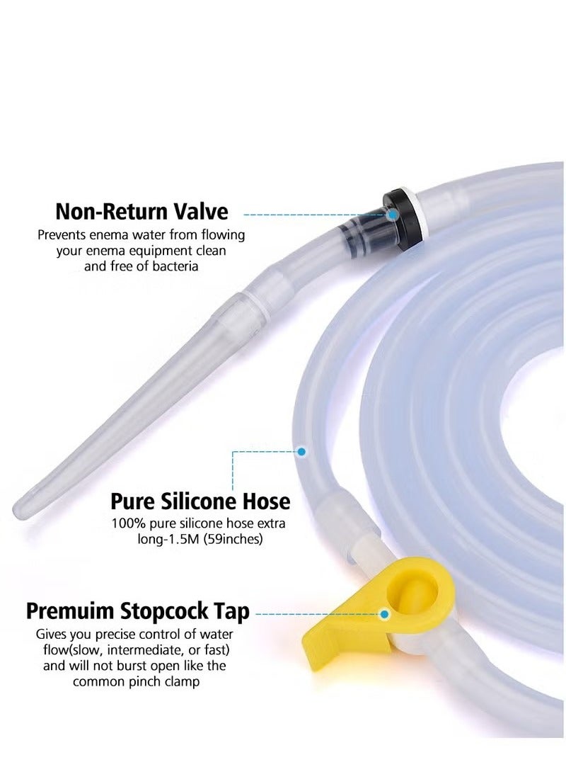 Generic Non-Toxic Silicone Enema Bag Kit,Reusable,2L,with 1.5m Long Hose 5 Replaceable Tips and Controlled Water Flow for Colon Detox Cleanse Douche for Women and Men - Image 2