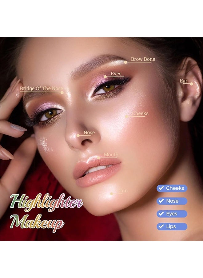 CmaaDu 4-in-1 Highlighter Makeup | Shimmer Highlighter Powder Palette | Highlighter Eyeshadow Glitter Face Illuminator 3D Body Glitter Long Lasting Beauty Cosmetics for Women and Girls (04) - Image 2