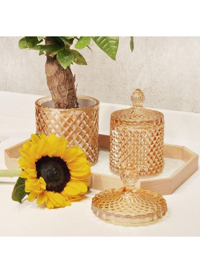 HOMESTAR 2 Pack Holder Glass Apothecary Jars with Lids Bathroom Storage Organizer for Cotton Swabs, Balls, Pads, Floss Picks, Vanity Storage Containers for Makeup, Candy, Jewelry - Image 2