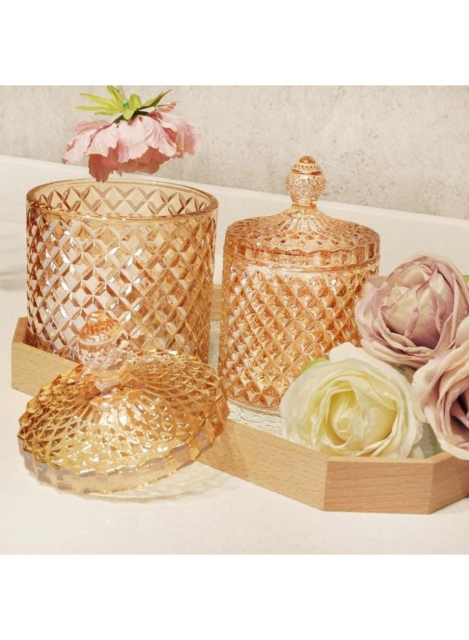 HOMESTAR 2 Pack Holder Glass Apothecary Jars with Lids Bathroom Storage Organizer for Cotton Swabs, Balls, Pads, Floss Picks, Vanity Storage Containers for Makeup, Candy, Jewelry - Image 4