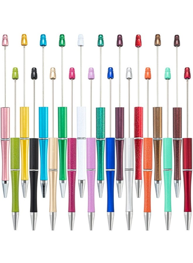 PASISIBICK 20 Colors Plastic Beadable Pens, Assorted Bead Pens for DIY PPL Gift with Shaft Black Ink, 20 Pieces - Image 1