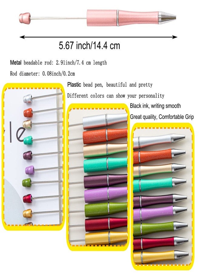 PASISIBICK 20 Colors Plastic Beadable Pens, Assorted Bead Pens for DIY PPL Gift with Shaft Black Ink, 20 Pieces - Image 2