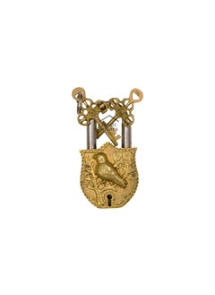 BHAVIKA DECOR BHAVIKA DECOR Brass Sparrow Padlock Vintage Style Antique Sparrow Shape Security Lock Functional Pad Lock with 2 Keys Golden  - Image 1