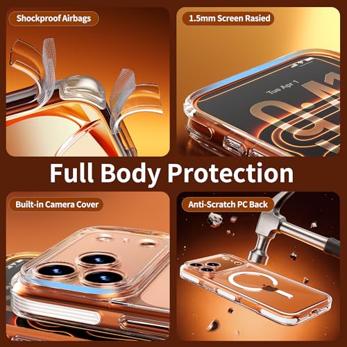 COOLQO for iPhone 17 Pro Case: Clear Magnetic Phone Cases with Detachable DIY Soft Strip and Camera Cover Compatible with MagSafe Slim Anti Yellowing Shockproof Protective Phone Bumper, White - Image 5