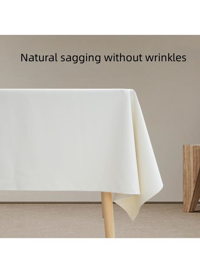 WAOKN 140x180cm Waterproof PU Material Tablecloth, Oil and Splash Resistant Rectangular Tablecloth, Wiping Ultra Soft Tablecloth Cover (White)  - Image 4