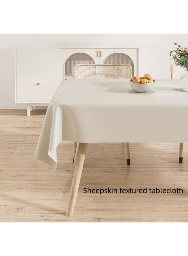 WAOKN 140x180cm Waterproof PU Material Tablecloth, Oil and Splash Resistant Rectangular Tablecloth, Wiping Ultra Soft Tablecloth Cover (White)  - Image 3