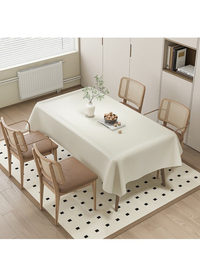 WAOKN 140x180cm Waterproof PU Material Tablecloth, Oil and Splash Resistant Rectangular Tablecloth, Wiping Ultra Soft Tablecloth Cover (White)  - Image 2