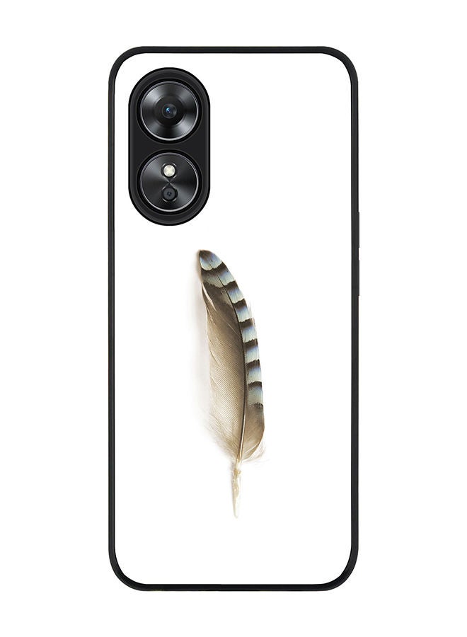 Stylizedd Rugged Black edge case for Oppo A97 Slim fit Soft Case Flexible Rubber Edges Anti Drop TPU Gel Thin Cover - Lonely Feather - Image 1