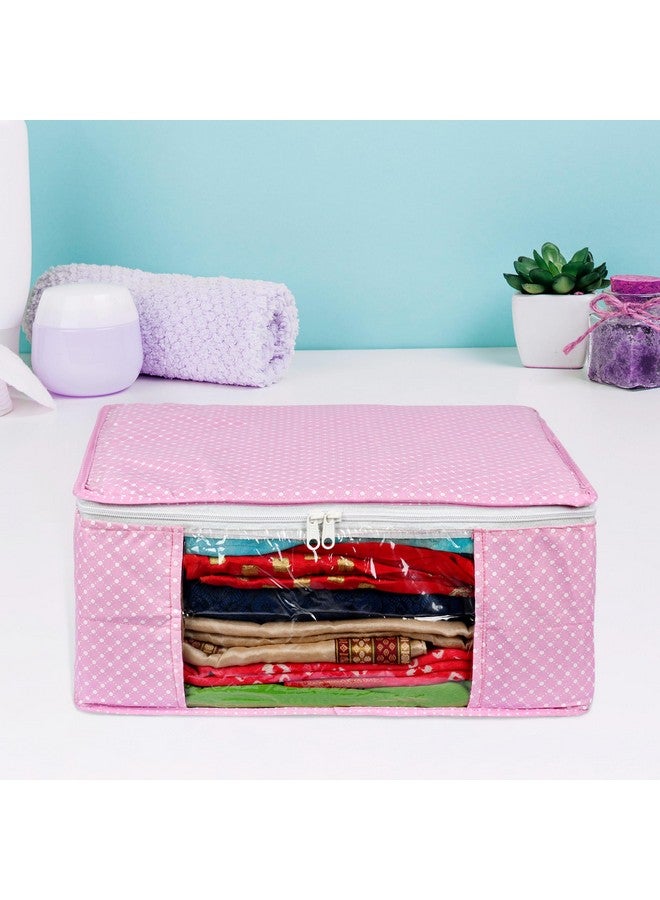 Kuber Industries (Set of 6) Saree Organizer for Wardrobe - Foldable Cloth Storage Box for Clothes | Petticoat | Sari | Lehenga | Dress - Almirah & Underbed Bags with Zip Cover (Printed Design) (Pink) - Image 2