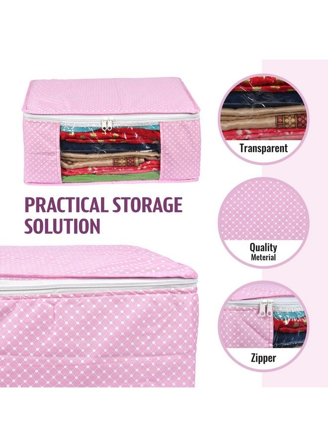 Kuber Industries (Set of 6) Saree Organizer for Wardrobe - Foldable Cloth Storage Box for Clothes | Petticoat | Sari | Lehenga | Dress - Almirah & Underbed Bags with Zip Cover (Printed Design) (Pink) - Image 4