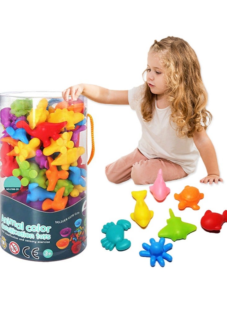 Counting Animals Toys Matching Game for Kids with Sorting Bowls Preschool Learning Educational Activities Toys Color Classification and Sensory Game Set Toddler Montessori Toys - Image 1