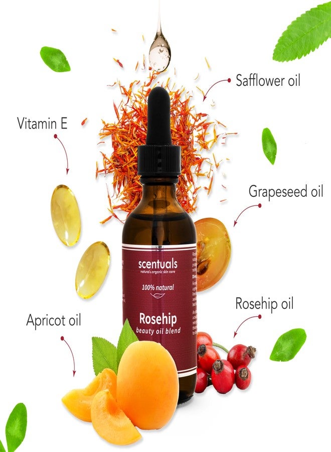 Scentuals Rosehip Facial Oil Blend, Face Moisturizer with Pure Rosehip, Grapeseed Oil, Apricot Oil, Safflower Oil, Vitamin E for Deep Hydration, Protection and Versatile Anti Aging Skincare, 2 fl.oz | 60 ml - Image 2