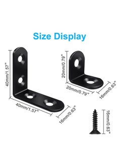 Generic Corner Brace, 24Pcs Black 90 Degree Right Angle Metal Bracket, L Brackets for Furniture Cabinet with 72Pcs Screws, 12Pcs-40mm/12Pcs-20mm  - Image 2