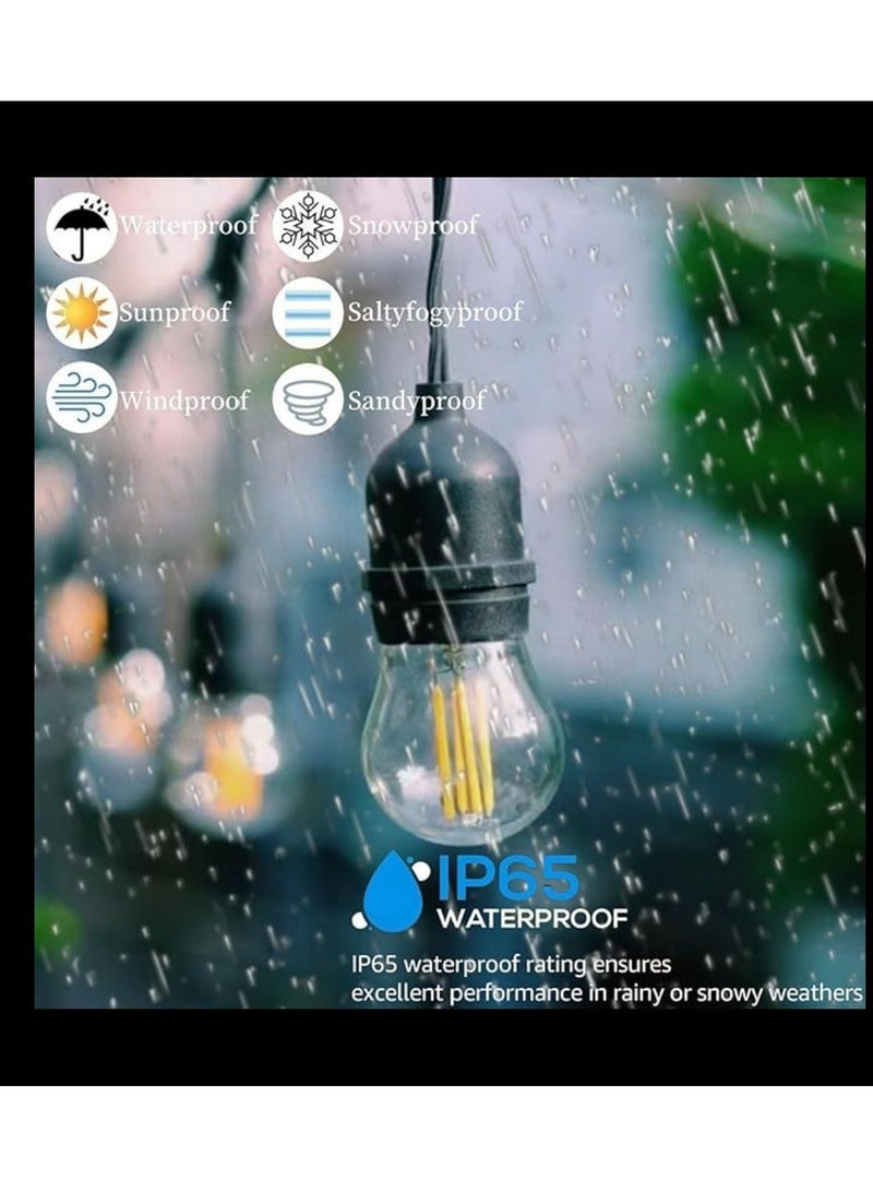 Yuwell أضواء خيوط LED مقاومة للماء IP65 في الهواء الطلق مع قاعدة E27 بطول 15 متر مع 30 لمبة 4 واط G45 شفافة مع قابس EU حاملة لمبة شمسية لتزيين رمضان وأضواء الزينة الخارجية - Image 5