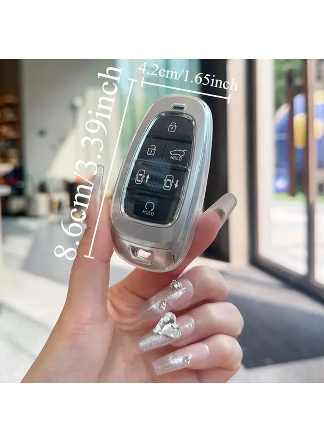 Transparent Black Car Key Cover With Rope Buckle For Hyundai Models - Image 2