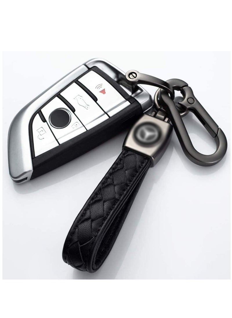 SYOSI Keychain, Genuine Leather Keychain for Car Keys, Motorcycle Keys, Family Keys, Black  - Image 2