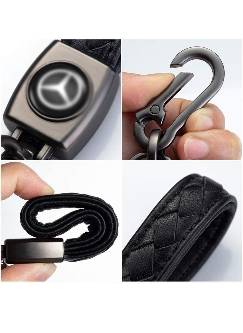 SYOSI - Keychain, Genuine Leather Keychain for Car Keys, Motorcycle Keys, Family Keys, Black - Image 1
