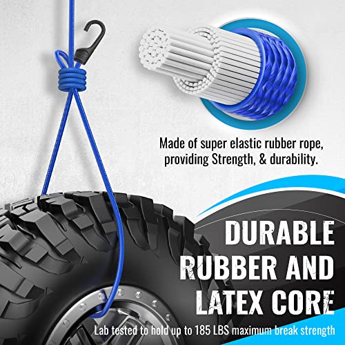 GOEASY0312 Bungee Cords Heavy Duty Outdoor - 30 PCS Bungee Cord with Hooks Assorted Sizes in Carry Bag, 10", 18", 24", 32", 40" Bungee Cords with Hooks & 8" Canopy, Bungee Balls, Tarp Clips - Image 3