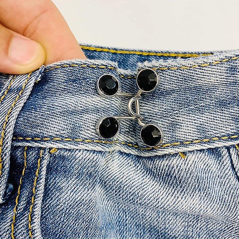 Feora9X FEORA 2 Pcs Adjustable Jeans Button for Waist Tightening, Adjustable Waist Buckle Extender for Jeans, Waist Tightener Clips for Loose Jeans, Pants, Skirts (No Sewing Required) - Image 2
