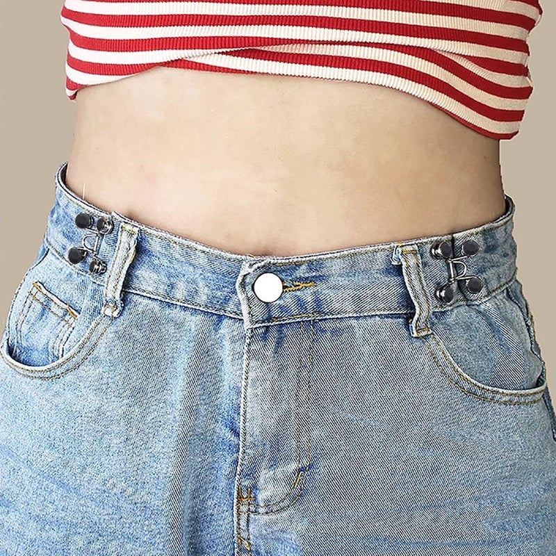 Feora9X FEORA 2 Pcs Adjustable Jeans Button for Waist Tightening, Adjustable Waist Buckle Extender for Jeans, Waist Tightener Clips for Loose Jeans, Pants, Skirts (No Sewing Required) - Image 3