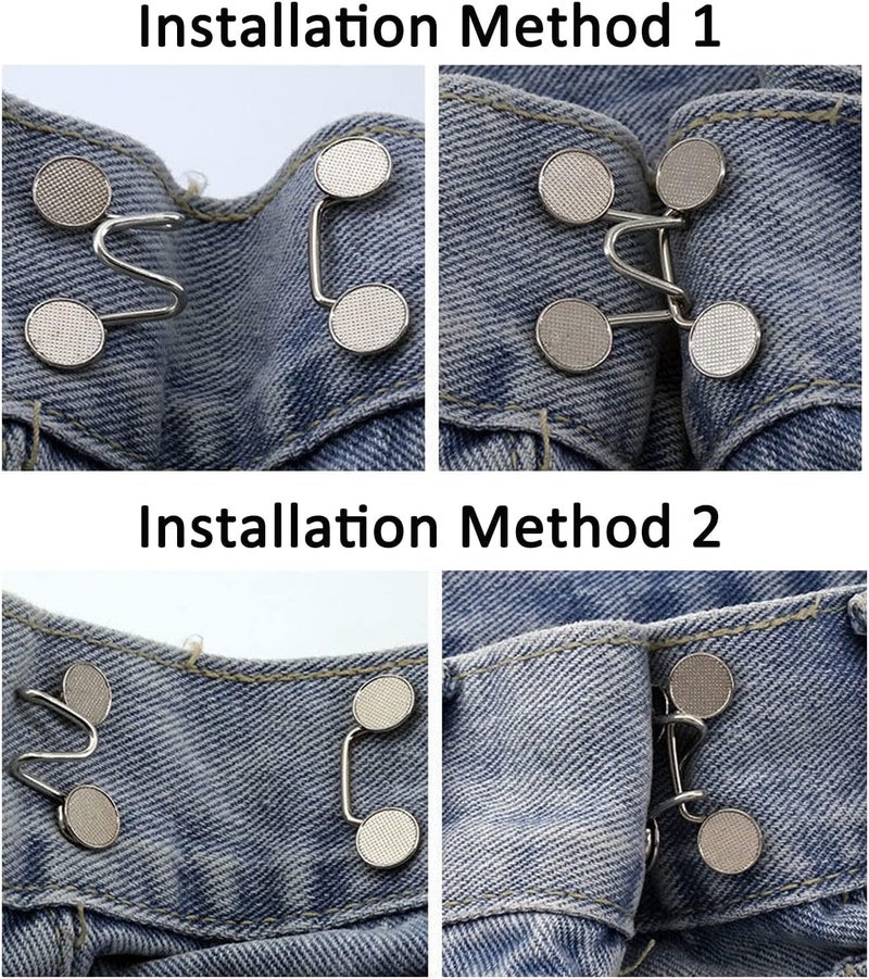Feora9X FEORA 2 Pcs Adjustable Jeans Button for Waist Tightening, Adjustable Waist Buckle Extender for Jeans, Waist Tightener Clips for Loose Jeans, Pants, Skirts (No Sewing Required) - Image 5