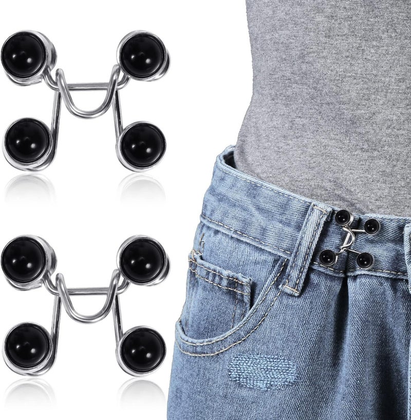 Feora9X FEORA 2 Pcs Adjustable Jeans Button for Waist Tightening, Adjustable Waist Buckle Extender for Jeans, Waist Tightener Clips for Loose Jeans, Pants, Skirts (No Sewing Required) - Image 1
