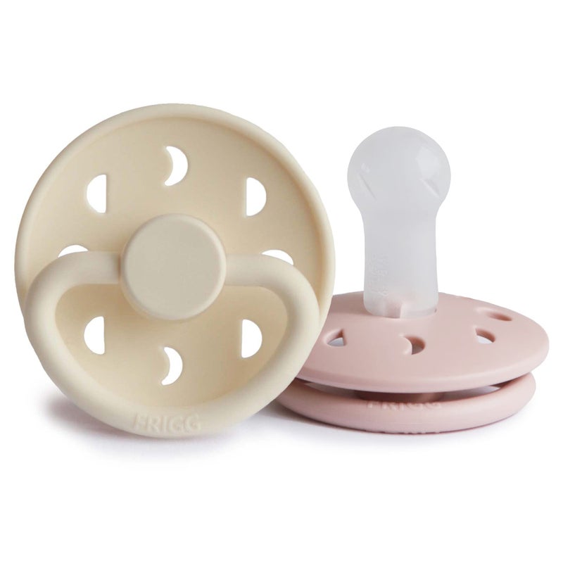 FRIGG Moon SilkySoft Silicone Baby Pacifier | Made in Denmark | BPA-Free (Blush/Cream, 6-18 Months) - Image 1