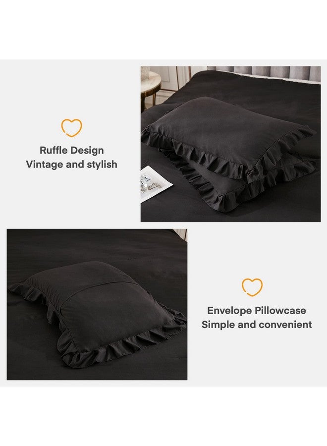 Andency Andency Black Queen Comforter Set, 3 Pieces Farmhouse Shabby Chic Bedding Comforter & Sets for Queen Bed, Soft Lightweight Fluffy All Season Down Alternative Bed Set for Men Women  - Image 4