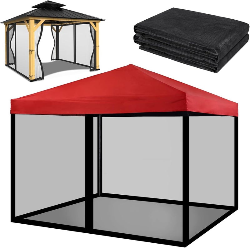 Tappio PCAFRS Mosquito Net with Zipper for Outdoor Camping, DIY Canopy Screen Wall for 10x10' Patio Gazebo and Tent (Net Only, Tent Not Included) - Image 1