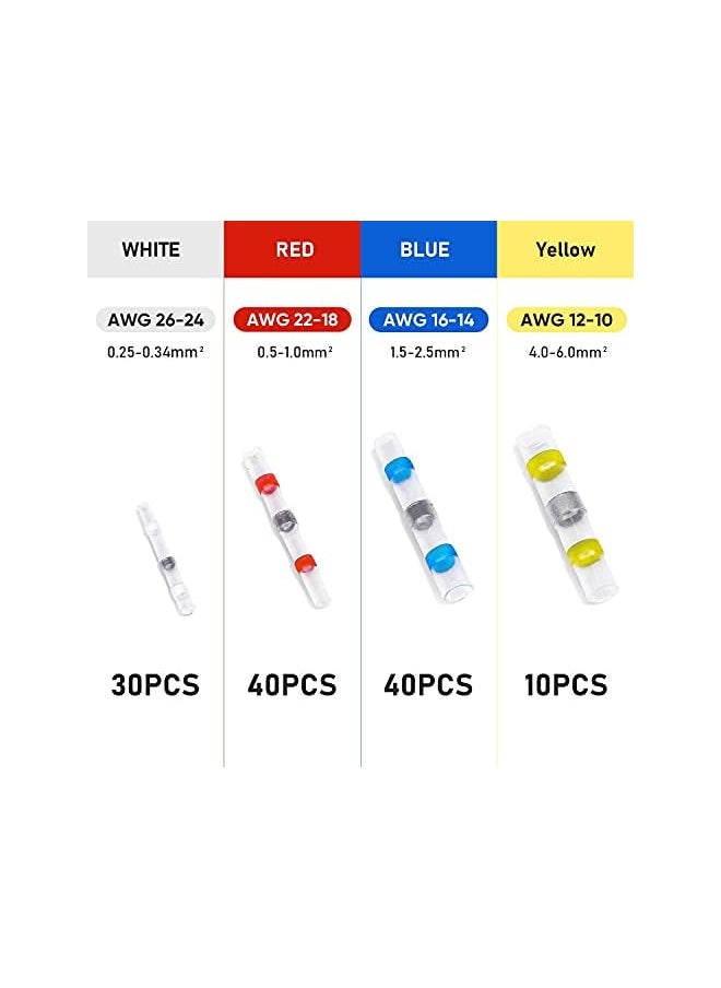 PROMASS promass 120 PCS Solder Seal Wire Connectors, Heat Shrink Butt Connectors, Waterproof and Insulated Electrical Wire Terminals, Butt Splice  - Image 3