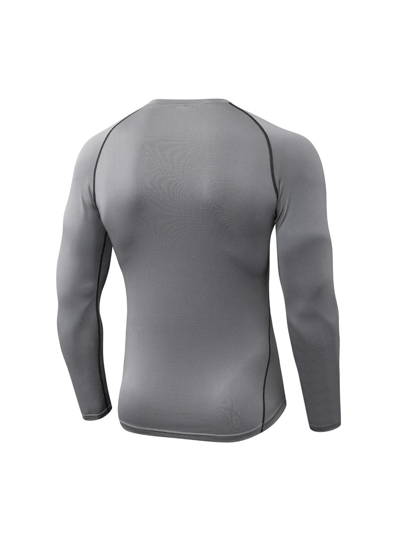 القميص الرياضي للرجال المُشكِّل للشكل، قميص تي شيرت طويل الأذرع ذو لقمة دائرية سريع الجفاف ومُلائم للشكل، الملابس الداخلية المُشكِّلة للشكل، الملابس المُشكِّلة للتحكم في البطن لللياقة البدنية - Image 3