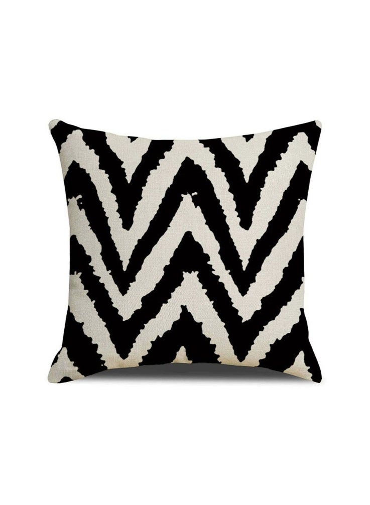 أفهوغو 4 قطع من أغطية وسائد من الكتان بنمط حمار وحشي، مقاس 45 × 45 سم، أغطية وسائد مزخرفة مخططة باللونين الأسود والأبيض، مناسبة للأريكة والسرير وغرفة المعيشة وديكور المنزل. - Image 4