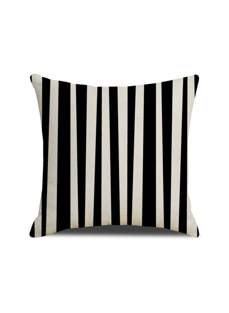 أفهوغو 4 قطع من أغطية وسائد من الكتان بنمط حمار وحشي، مقاس 45 × 45 سم، أغطية وسائد مزخرفة مخططة باللونين الأسود والأبيض، مناسبة للأريكة والسرير وغرفة المعيشة وديكور المنزل. - Image 3