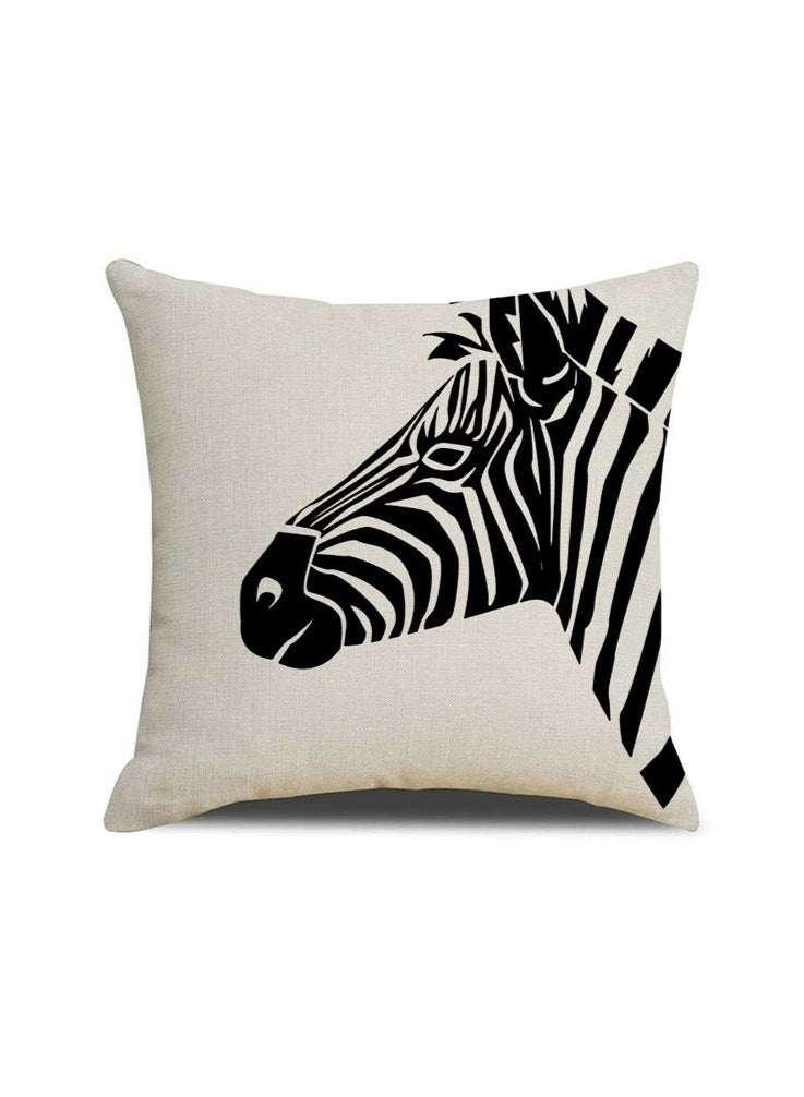 أفهوغو 4 قطع من أغطية وسائد من الكتان بنمط حمار وحشي، مقاس 45 × 45 سم، أغطية وسائد مزخرفة مخططة باللونين الأسود والأبيض، مناسبة للأريكة والسرير وغرفة المعيشة وديكور المنزل. - Image 2