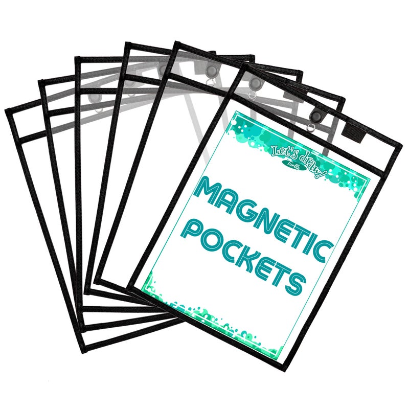 Two Point Magnetic Dry Erase Pockets by Two Point (6-Pack) - Plastic Sleeves | Teaching Supplies | Dry Erase Sheets | Dry Erase Sleeves | School Supplies for Teachers | Job Ticket Holders | Office Products - Image 1