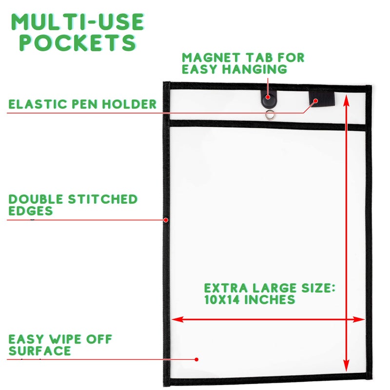 Two Point Magnetic Dry Erase Pockets by Two Point (6-Pack) - Plastic Sleeves | Teaching Supplies | Dry Erase Sheets | Dry Erase Sleeves | School Supplies for Teachers | Job Ticket Holders | Office Products - Image 3