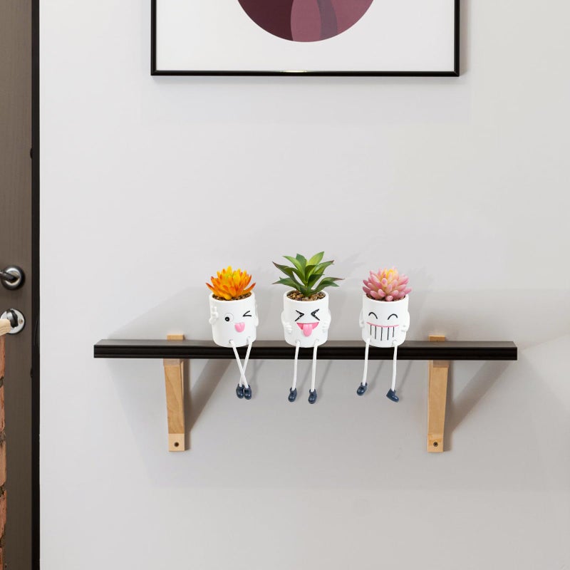 LUZOGA LUZOGA 3Pcs Fake Plant Faux Succulents Cute Hanging Leg Potted  Creative Artificial Succulent Plants with White Pots  Mini Vibrant White Potted Succulents for Home/Office/Shelf Decor  - Image 5