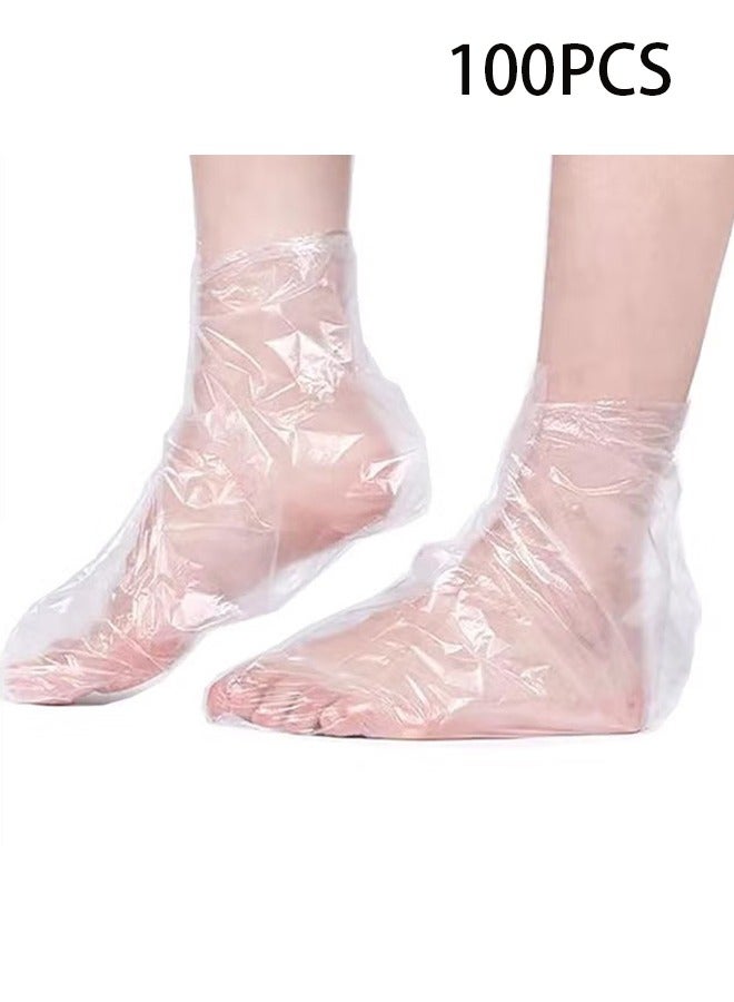 Generic 100-Piece Clear Plastic Disposable Booties, Paraffin Bath Liners for Foot Pedicure Hot Spa Wax Treatment, Larger Thicker Thermal Therapy Feet Covers Bags Plastic Socks Liners  - Image 1