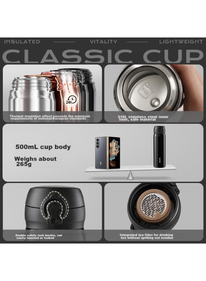 Supor Insulated Mug, 316l Stainless Steel, Business Tea Separation Water Cup, Portable Cup For Students, Car Cup For Men And Women, 500ml - Image 3