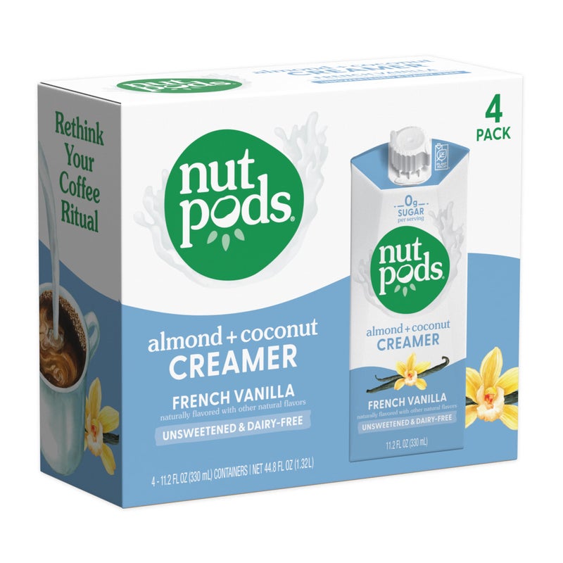 nutpods French Vanilla Creamer Unsweetened Non Dairy Made from Almonds and Coconuts Keto Creamer Whole30 Gluten Free NonGMO Vegan Sugar Free Kosher 4Pack